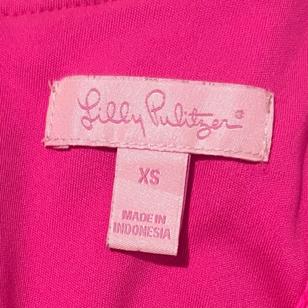 Lilly Pulitzer Astrid Crochet Shift Mini Dress in Pop Pink Size X-Small Hot Pink - Picture 4 of 13